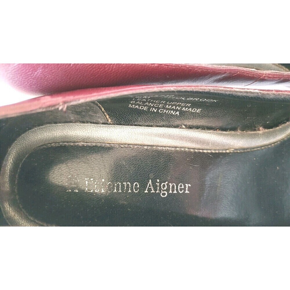 Etienne Aigner Pumps Size 8.5 Holbrook Burgundy Red Leather High Heels Block - Picture 5 of 12